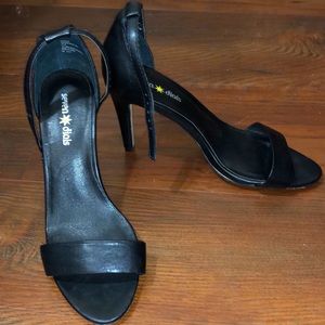 Black open toe heels